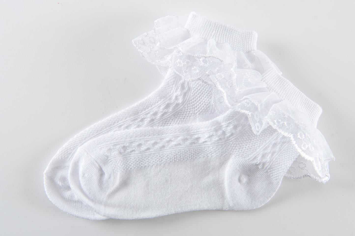 Girls’ White Lace Dance Socks – Ballroom & Latin Sport Dance Accessories