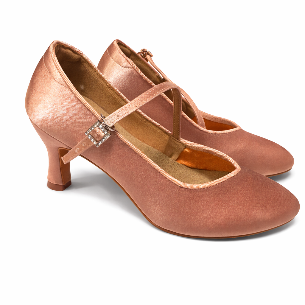 Naiste pronksist satiinist kõrge kontsaga ladina tantsukingad – tantsu- ja võistlusjalatsid