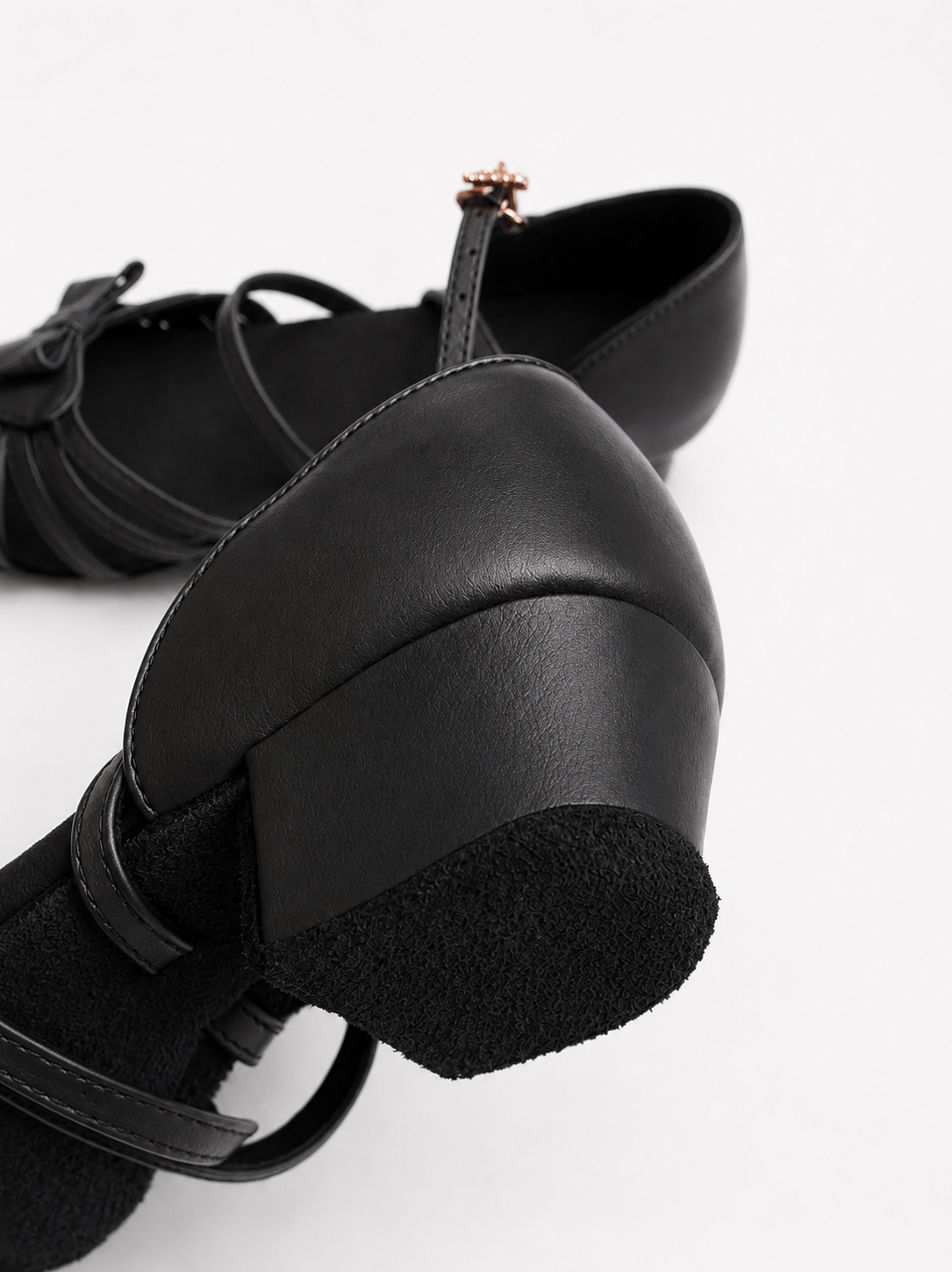 Black Low Heel Dance Shoes with Bow Ballroom & Latin Practice & Competition