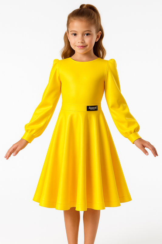 Competition Elegant Juvenile Ballroom Dance Dress | Girls Latin & Standard Bodysuit with Skirt