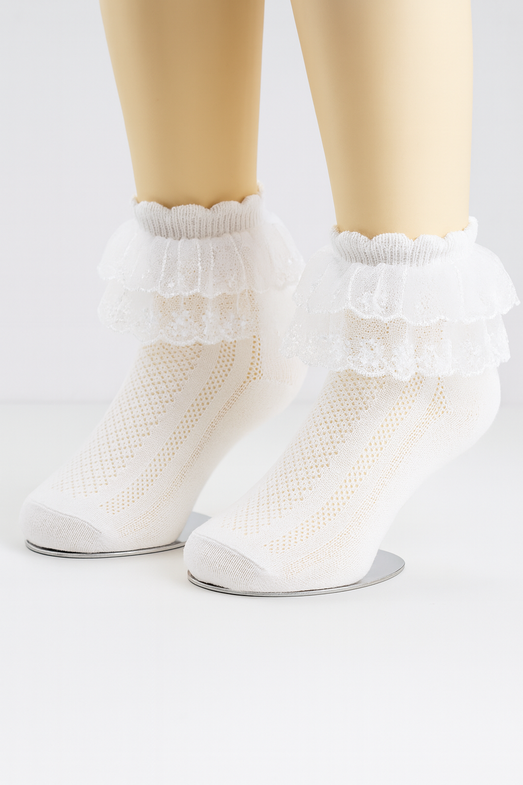 Girls’ White Lace Dance Socks – Ballroom & Latin Sport Dance Accessories