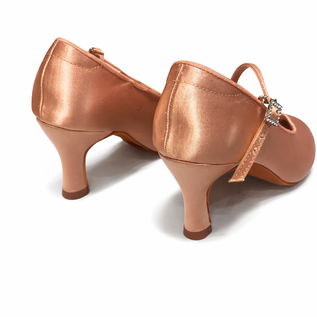 Naiste pronksist satiinist kõrge kontsaga ladina tantsukingad – tantsu- ja võistlusjalatsid