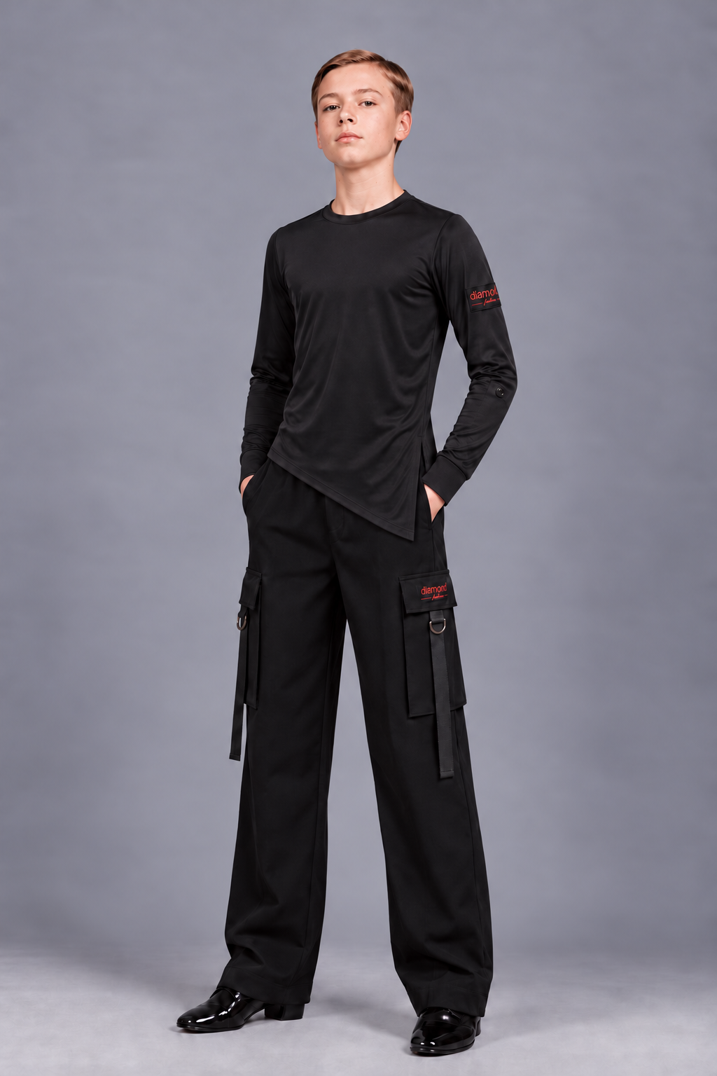 Schwarze Standardtanz-Wettbewerbshose für Jungen | Standard Ballroom| Diamond Fashion