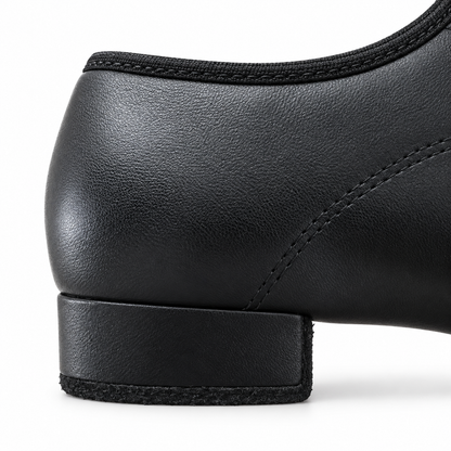 Boys’ smooth black lace-up dance shoes for Latin and Standard ballroom dancing.