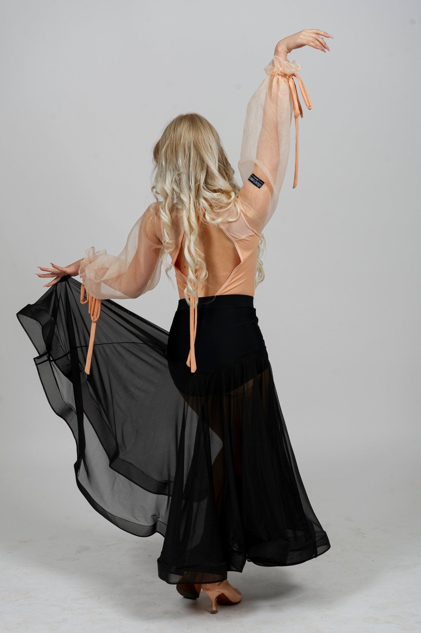 Ballroom Latin Dance Bodysuit Organza Puff Sleeves 205 sporta deju apģērbs – bodysuit | Diamond Fashion SIA