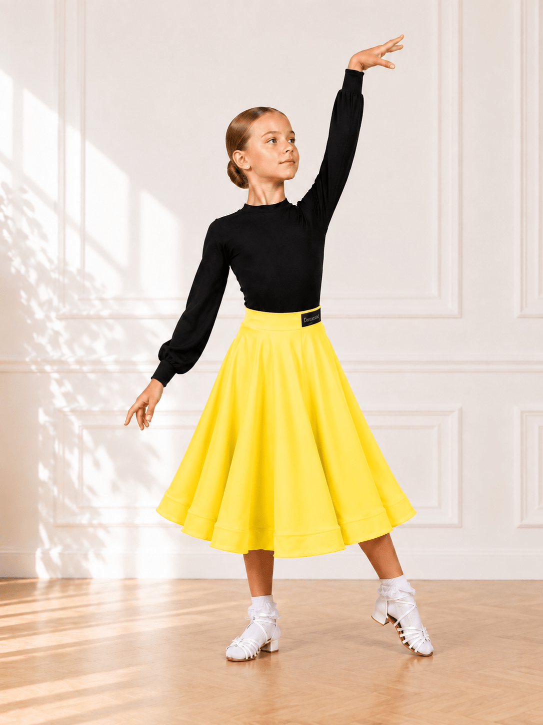 Ballroom Standard Training Skirt | 360° Full Circle | Yellow | Diamond Fashion sporta deju apģērbs – Skirt | Diamond Fashion SIA