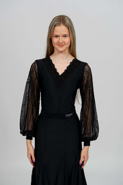 Black Lace Bodysuit Grace in Every Movement 212 sporta deju apģērbs – bodysuit | Diamond Fashion SIA