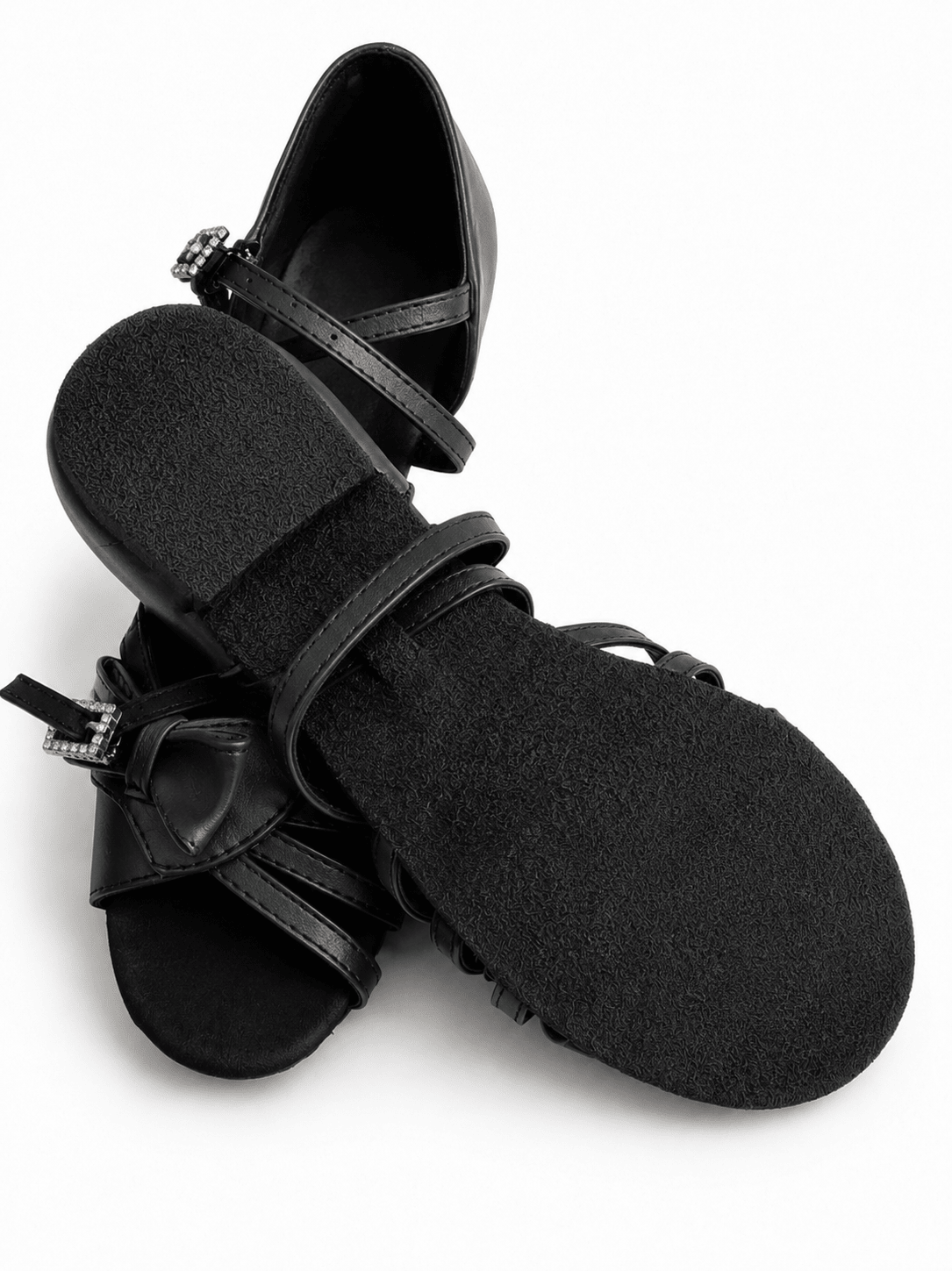 Black Low Heel Dance Shoes with Bow Ballroom & Latin Practice & Competition sporta deju apģērbs – Kids’ Latin Ballroom Dance Shoes | Diamond Fashion SIA