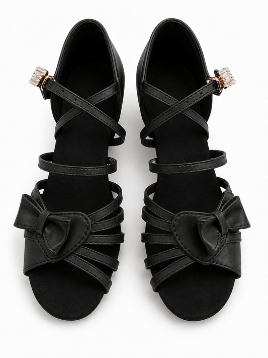 Black Low Heel Dance Shoes with Bow Ballroom & Latin Practice & Competition sporta deju apģērbs – Kids’ Latin Ballroom Dance Shoes | Diamond Fashion SIA