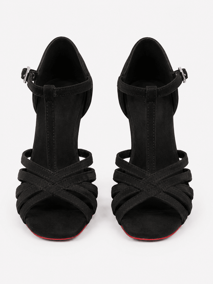 Black Suede Latin Dance Shoes 8 cm Heel | Competition Practice Shoes sporta deju apģērbs – Dance Shoes / Latin Dance Shoes | Diamond Fashion SIA