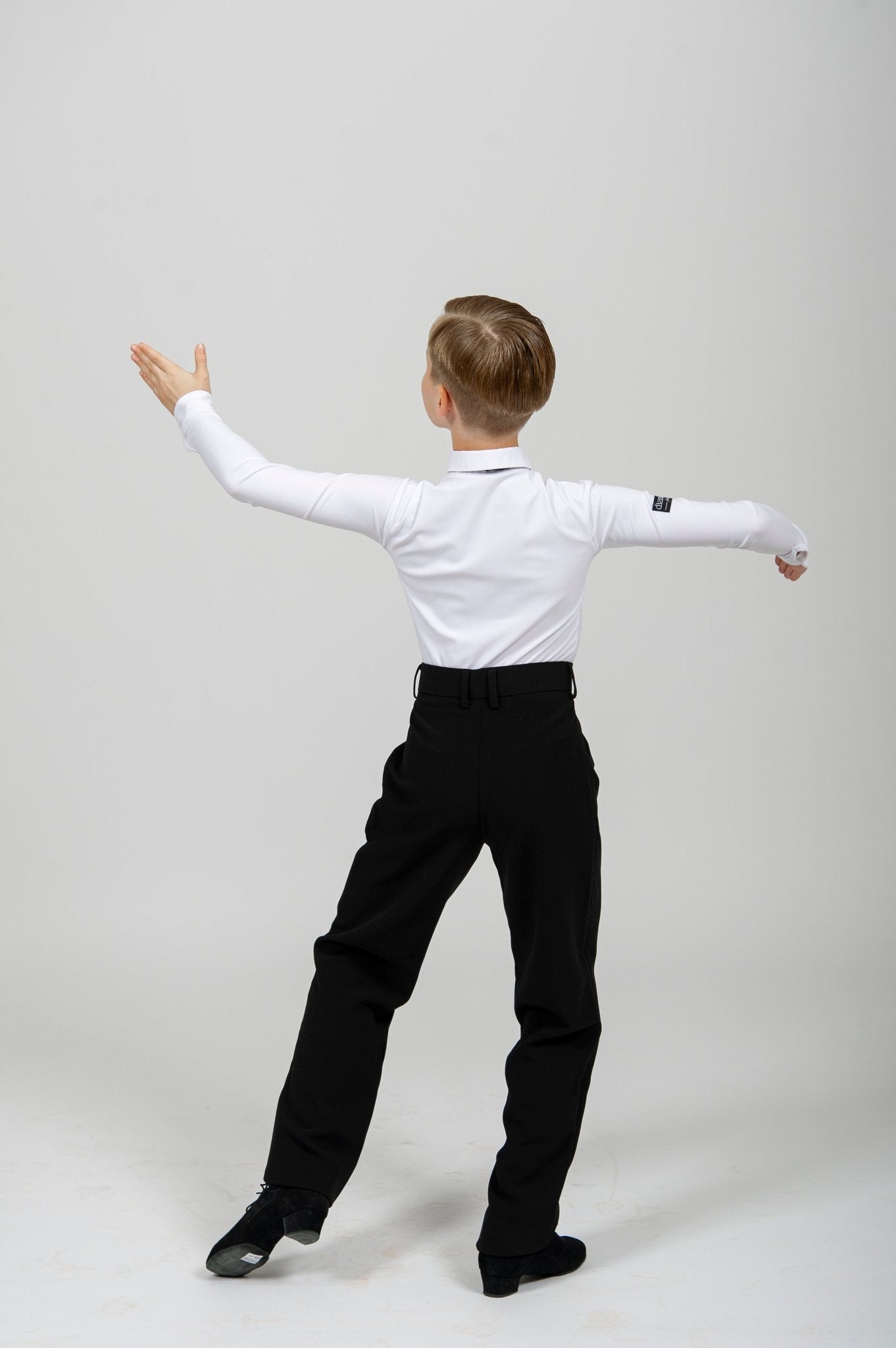 Boys Ballroom Shirt Bodysuit “G24102223” White with Tie | Diamond Fashion sporta deju apģērbs – competition SETs | Diamond Fashion SIA