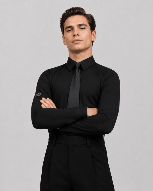 Boy’s Black Ballroom Dance Competition Set - Shirt, Trousers, Tie | Standard Ballroom| Diamond Fashion (Copy) sporta deju apģērbs – competition SETs | Diamond Fashion SIA