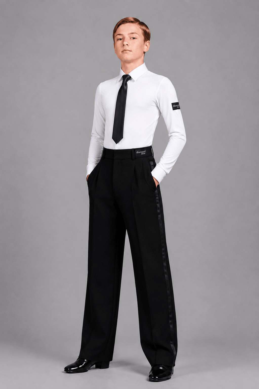 Boy’s Black Ballroom Dance Competition Trousers | Standard Ballroom| Diamond Fashion sporta deju apģērbs – Trousers | Diamond Fashion SIA