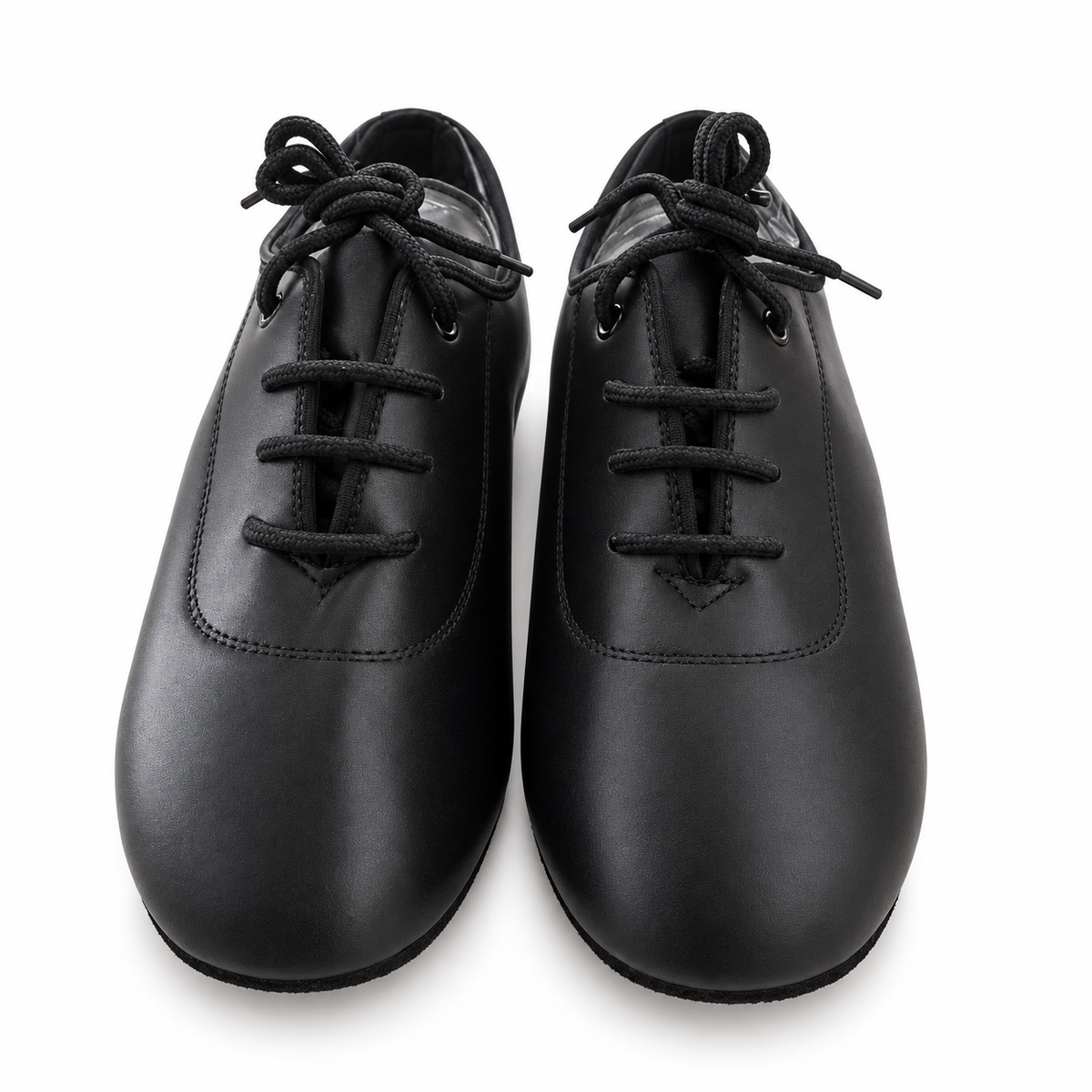 Boys’ smooth black lace-up dance shoes for Latin and Standard ballroom dancing.
