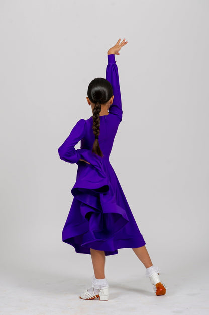 Competition Elegant Juvenile Ballroom Dance Dress | Girls Standard Bodysuit with Skirt 227 sporta deju apģērbs – competition SETs | Diamond Fashion SIA