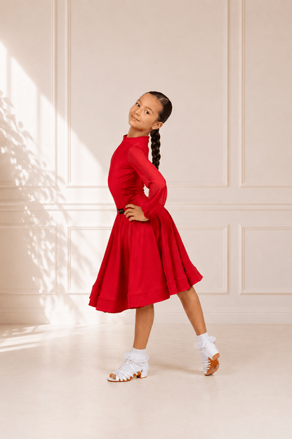Competition RED Juvenile Dance Set - Standard & Latin sporta deju apģērbs – competition SETs | Diamond Fashion SIA