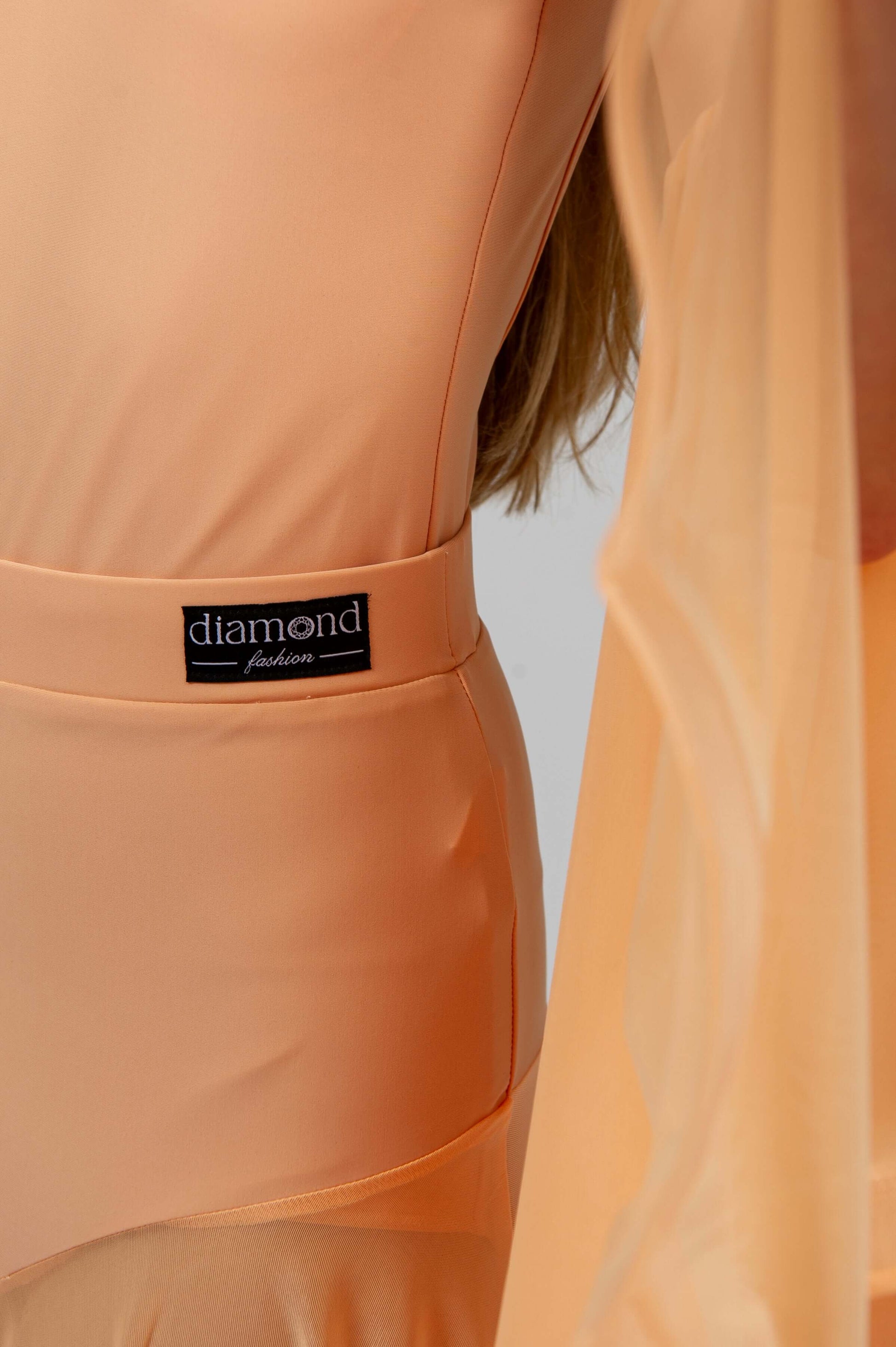 Peach nude Diamond Fashion dance training shorts on mannequin, seamless look under dresses and skirts, white background