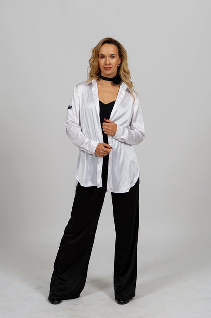 Luxury Satin Dance Pants | 4 Colors – Brown, Black, White, Red 2201 sporta deju apģērbs – Skirt | Diamond Fashion SIA