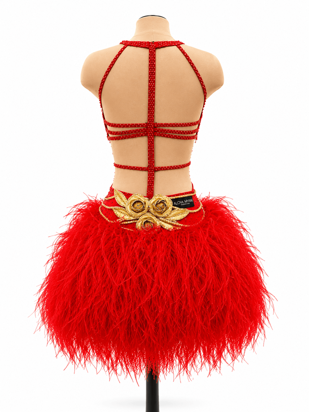 Preloved Junior II Latin Competition Dress – Red & Gold sporta deju apģērbs – Dress | Diamond Fashion SIA