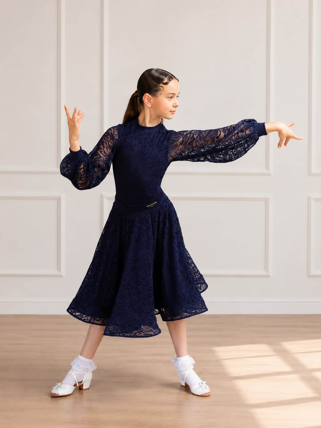 Premium Juvenile Ballroom & Latin Lace Competition Set | Blue sporta deju apģērbs – competition SETs | Diamond Fashion SIA