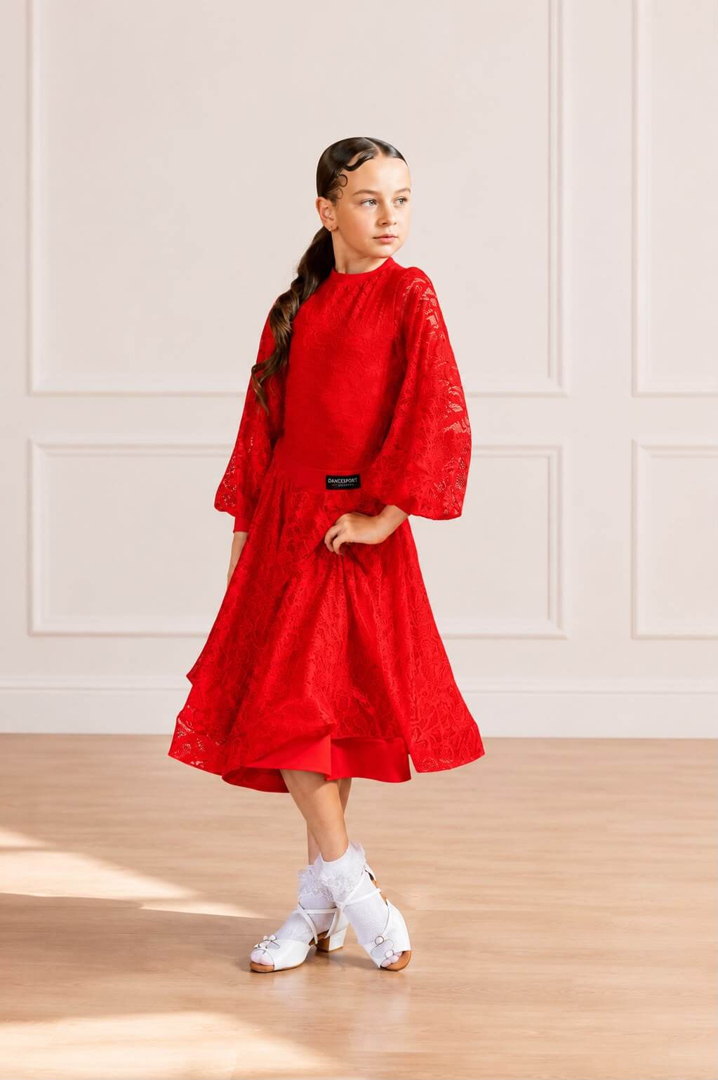 Premium Juvenile Ballroom & Latin Lace Competition Set | Red | Diamond Fashion sporta deju apģērbs – competition SETs | Diamond Fashion SIA