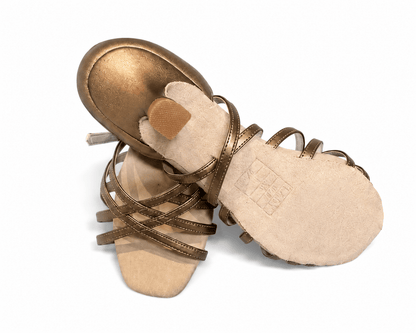 Premium Latin Dance Shoes Beige Bronze 6.5 cm Elegant Flared Heel sporta deju apģērbs – Dance Shoes / Latin Dance Shoes | Diamond Fashion SIA