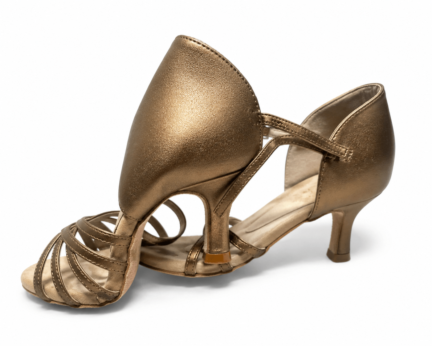 Premium Latin Dance Shoes Beige Bronze 6.5 cm Elegant Flared Heel sporta deju apģērbs – Dance Shoes / Latin Dance Shoes | Diamond Fashion SIA