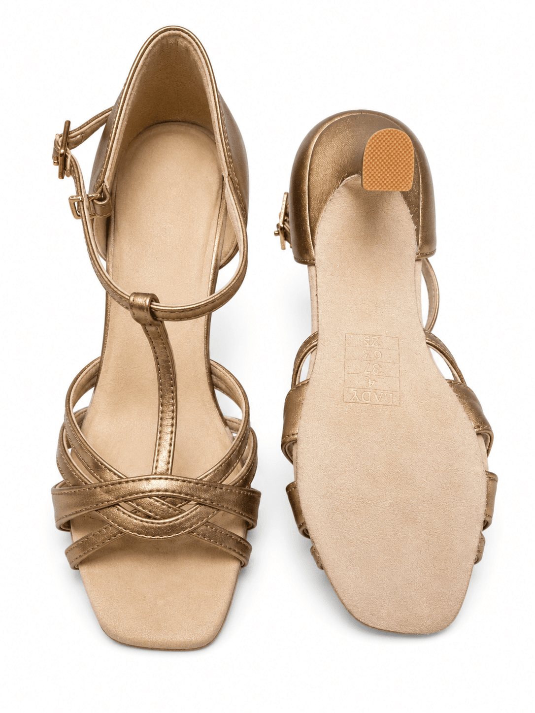 Premium Latin Dance Shoes Beige Bronze 8cm Slim Flared Heel sporta deju apģērbs – Dance Shoes / Latin Dance Shoes | Diamond Fashion SIA