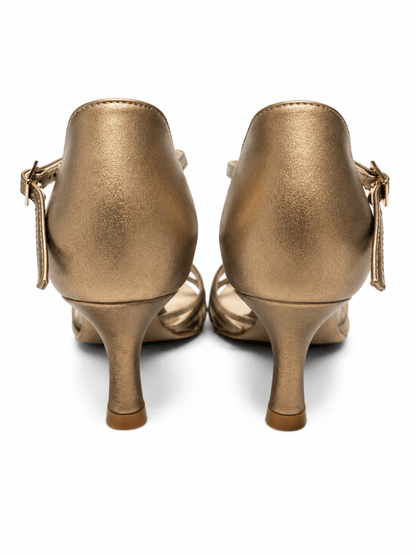 Premium Latin Dance Shoes Beige Bronze 8cm Slim Flared Heel sporta deju apģērbs – Dance Shoes / Latin Dance Shoes | Diamond Fashion SIA