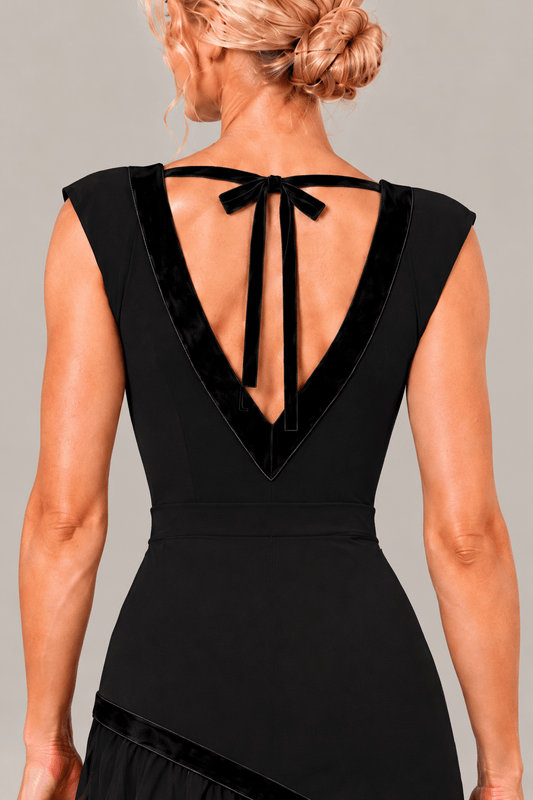Women’s Ballroom and Latin Dance Bodysuit with Velvet Trim sporta deju apģērbs – bodysuit | Diamond Fashion SIA