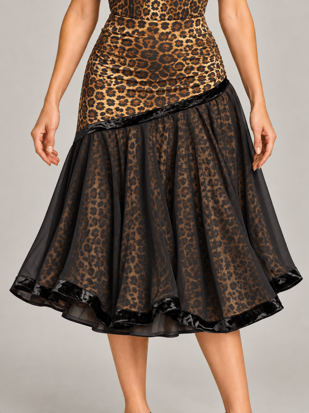 Women’s Ballroom & Latin Practice Skirt with Velvet Trim sporta deju apģērbs – Skirt | Diamond Fashion SIA