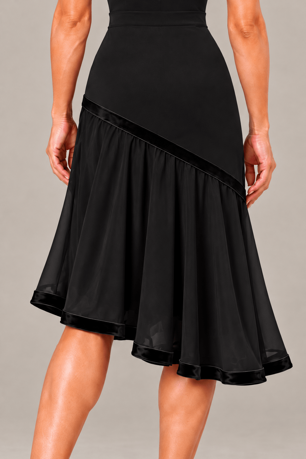 Women’s Ballroom & Latin Practice Skirt with Velvet Trim sporta deju apģērbs – Skirt | Diamond Fashion SIA